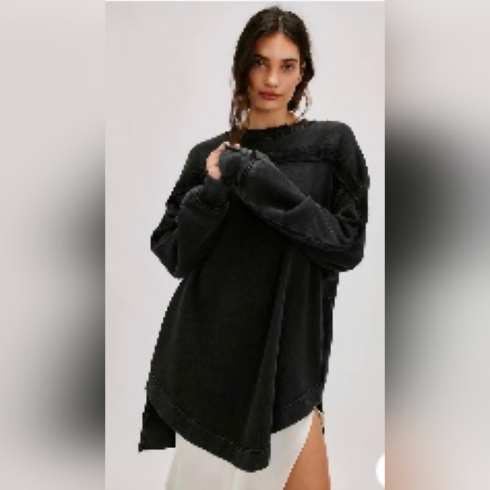 Black Free People Taylor Sweatshirt Tunic Top Size XS
